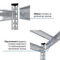 Стеллаж Титан ОД 1800х1200х400  300 кг/полку, 4 полки, ДСП, оцинкованный, металлический