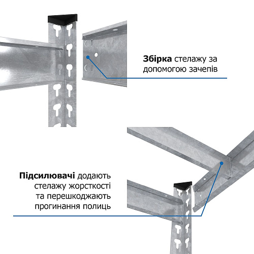 Стеллаж Титан ОД 1800х1200х400  300 кг/полку, 4 полки, ДСП, оцинкованный, металлический