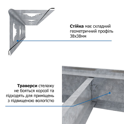Стеллаж Титан ОД 1800х1200х400  300 кг/полку, 4 полки, ДСП, оцинкованный, металлический